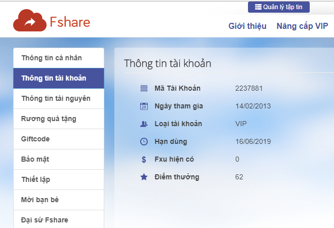 Chia sẻ tài khoản VIP fshare download cực nhanh