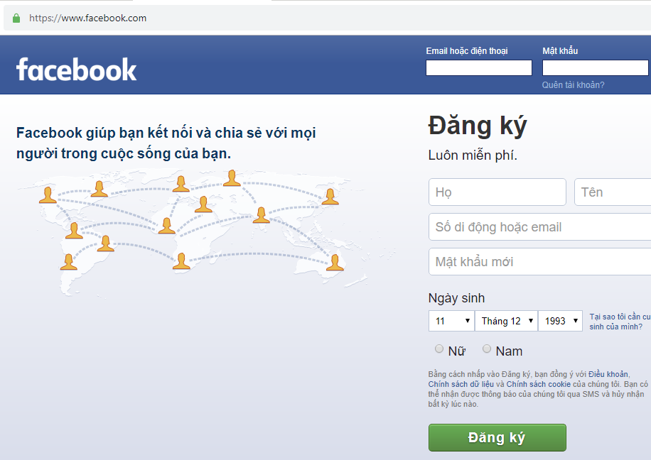 Tạo tài khoản facebook từ số điện thoại