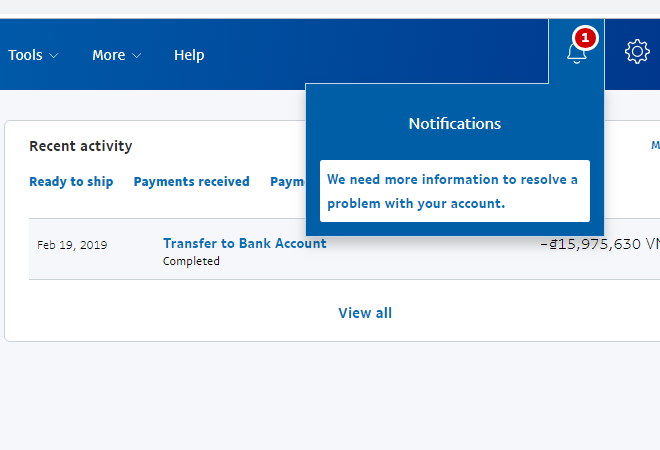 Rút tiền paypal về bank sau 180 ngày limit