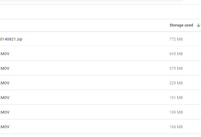 Tìm file nặng nhất trên google drive