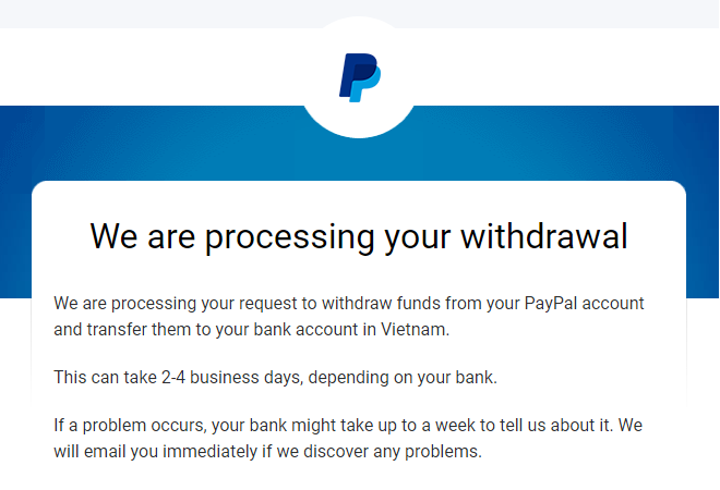 Thứ 6 rút tiền paypal thì thứ mấy nhận được