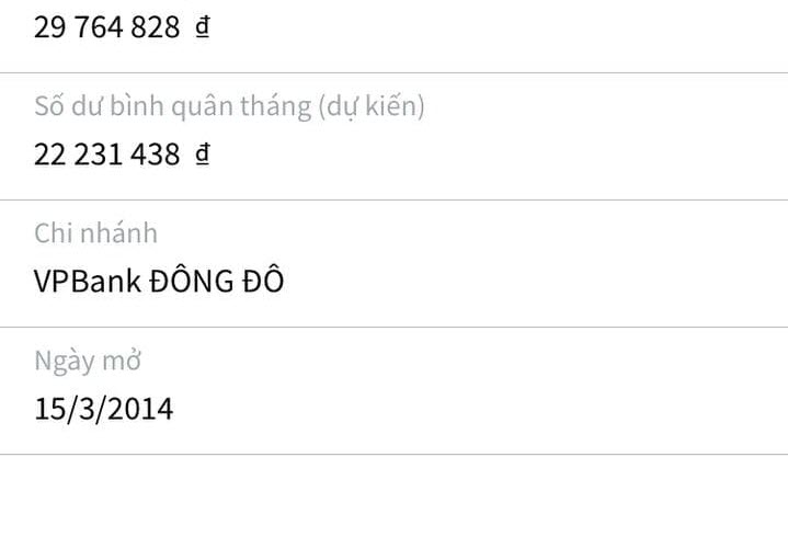 Xem số dư bình quân tháng của tài khoản ngân hàng