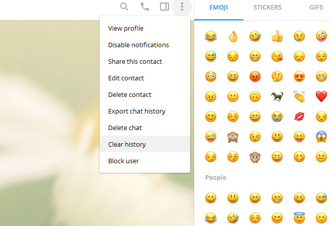 Delete chat khác gì so với Clear history trên Telegram